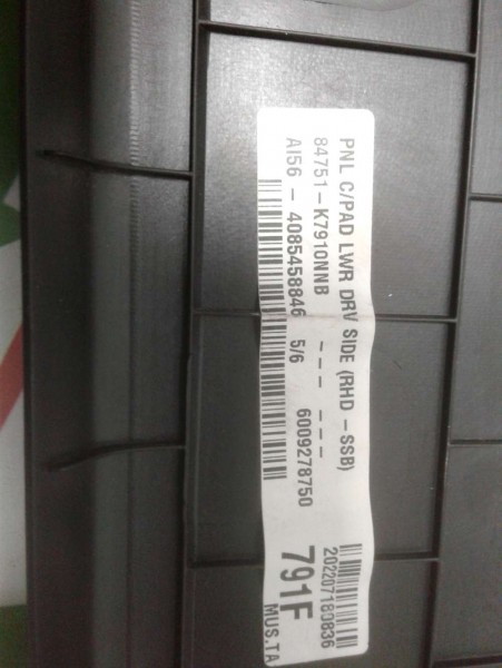 Hyundai İ10 Direksiyon Kolonu Kaportası Trim Paneli Alt Döşeme RHD CP 84751-K7910NNB (N-G-140)