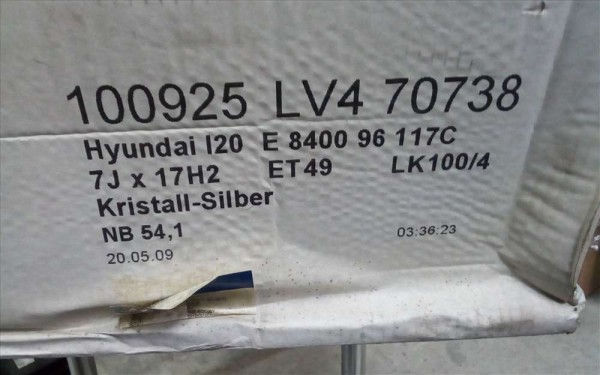 Hyundai İ20 17 İnç Çelik Jant BORBET 7JX17H2 ET49  YP E840096117C(J-F-110)